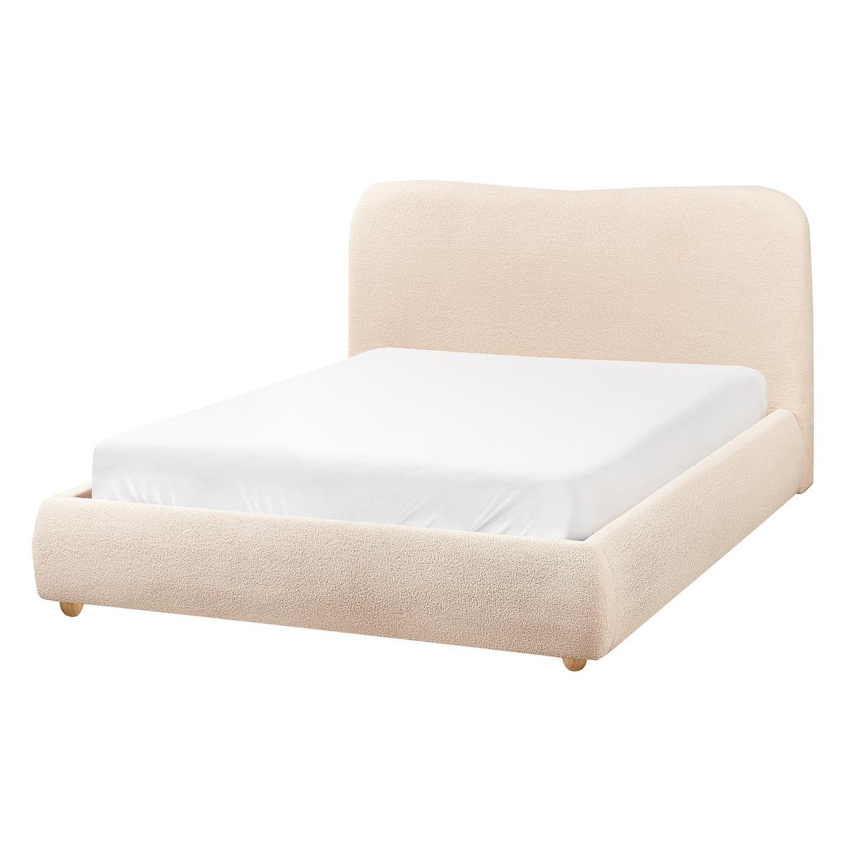 BETT mit Stauraum 140/200 cm Bouclé Hellbraun Blagnac - Hellbraun, Textil (140/200cm) - Beliani