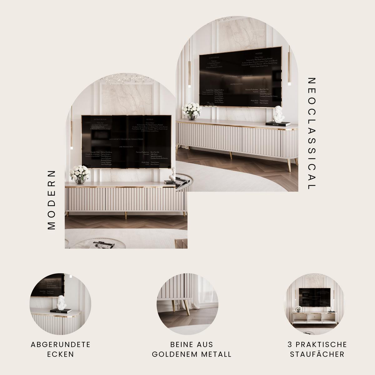 TV-LOWBOARD AZELIA 165 cm, mit LED-Beleuchtung, Kaschmir - Kaschmir, Holzwerkstoff (165/44/35cm) - Idohome