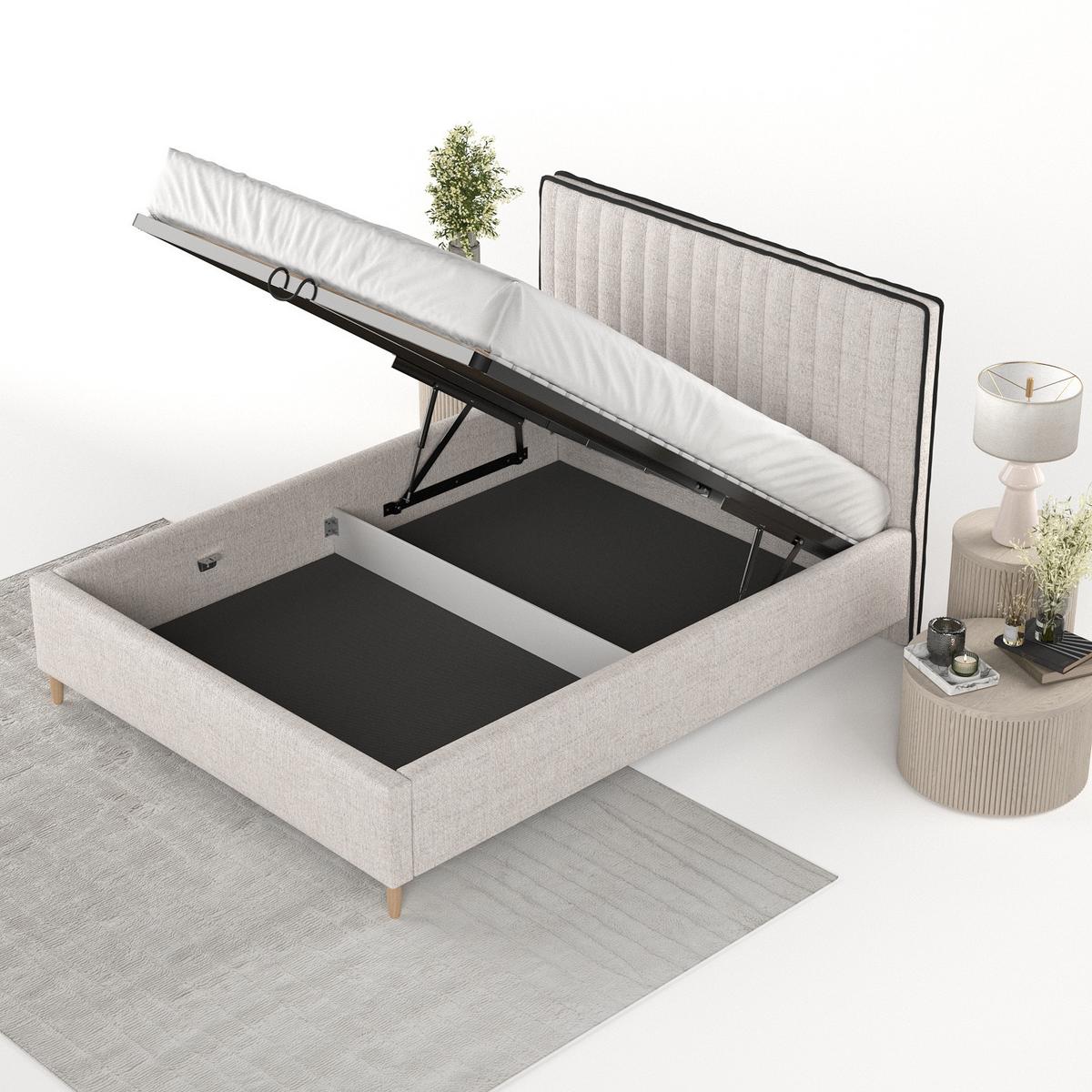 POLSTERBETT Aria 140/200 cm Hellbeige im Neve Stoff - Sandfarben/Naturfarben, Holz/Holzwerkstoff (140/200cm) - AltaBeds