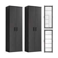 MEHRZWECKSCHRANK SET Der Allzweckwaffe - Anthrazit/Schwarz, Holzwerkstoff (60/180/34cm) - Mokebo