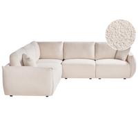 ECKSOFA Modul 5-Sitzer Bouclé Cremeweiß rechtsseitig Mesnali - Creme, Textil (268/268cm) - Beliani