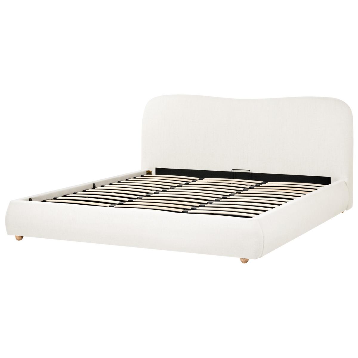 BETT mit Stauraum 180/200 cm Stoff Cremeweiß Blagnac - Creme, Textil (180/200cm) - Beliani