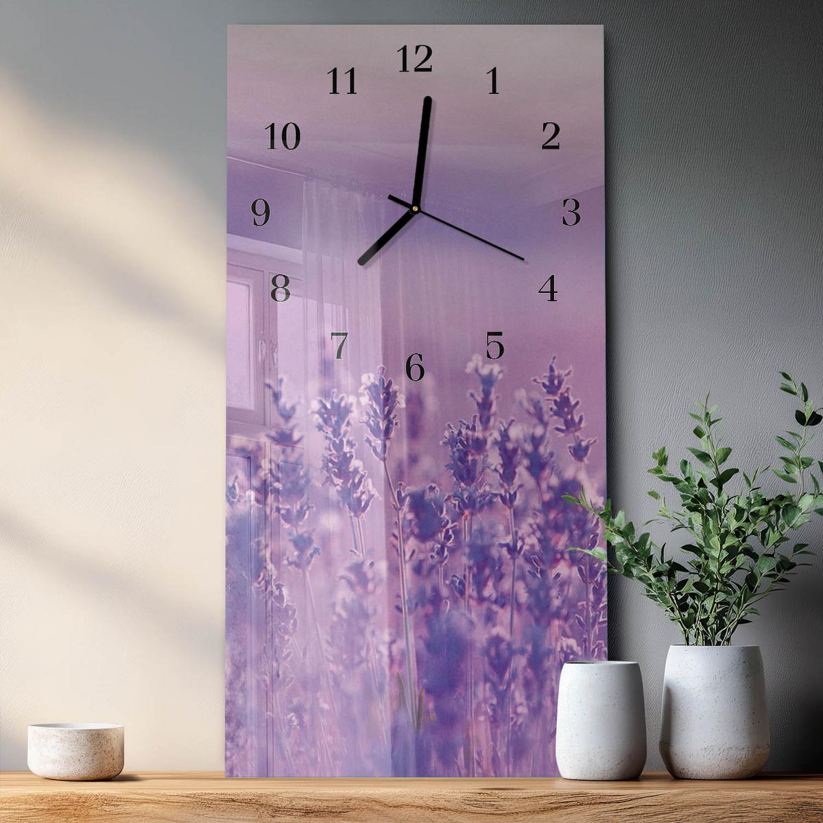 WANDUHR aus Glas 30x60 cm - Lavendel - Lila, Glas (30/60/0.4cm) - TULUP