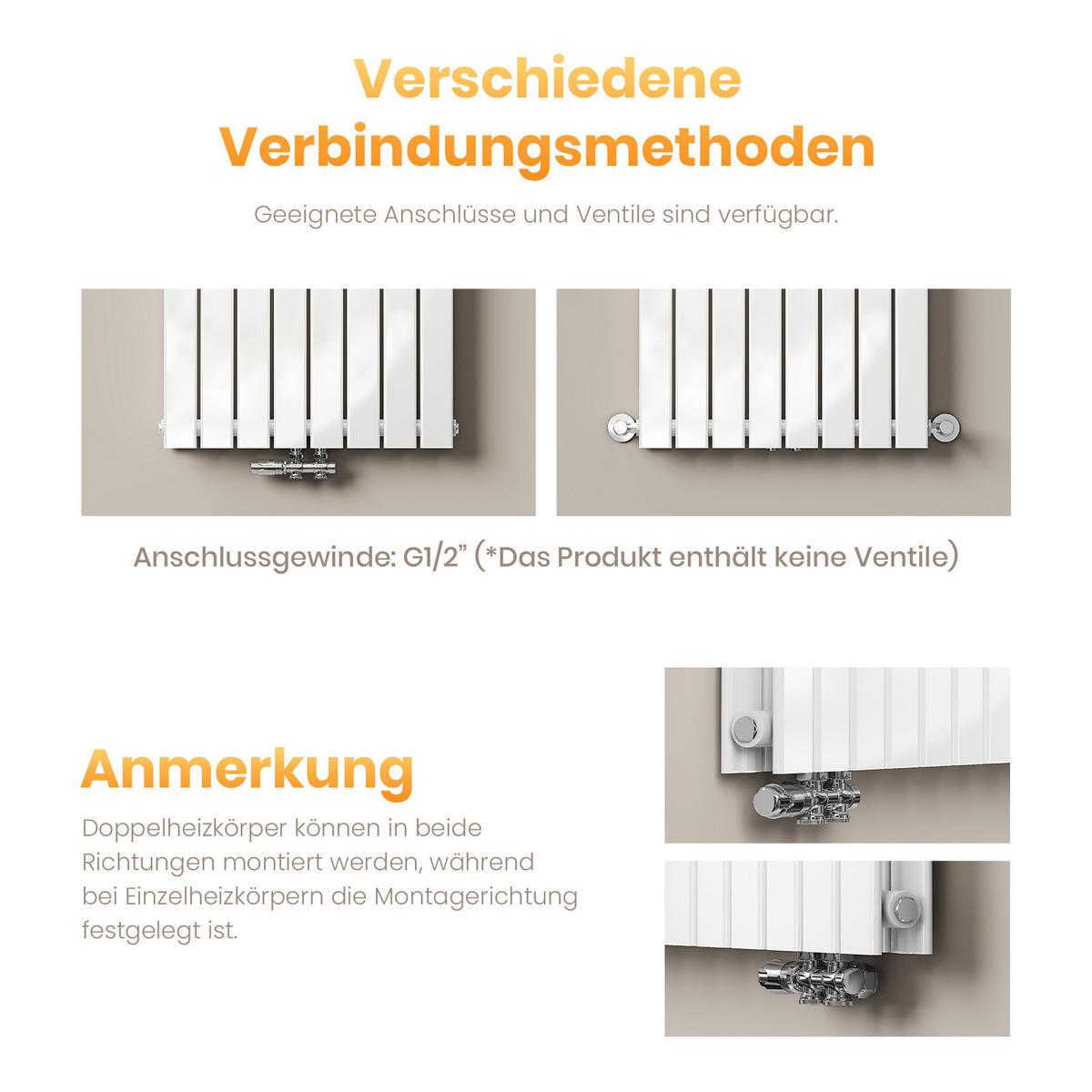HEIZKÖRPER Flachheizkörper Weiß 63/100/5,2 cm - Weiß, Metall (100/63/4.9cm) - EMKE