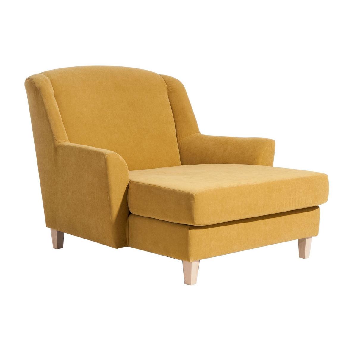 SESSEL XXL Karil Bezug Veloursstoff Buche natur / mais - Gelb, Kunststoff (136/107/142cm) - 58aufmkessel