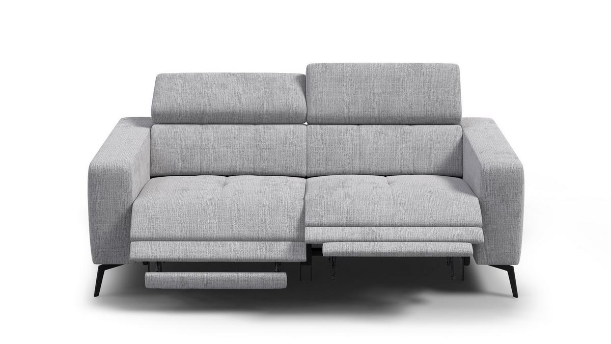 RELAXSOFA MORELLO 3-Sitzer, hellgrau, 2 x Relax Zero Gravity - Hellgrau, Holz/Textil (206/82/103cm) - Wozimo
