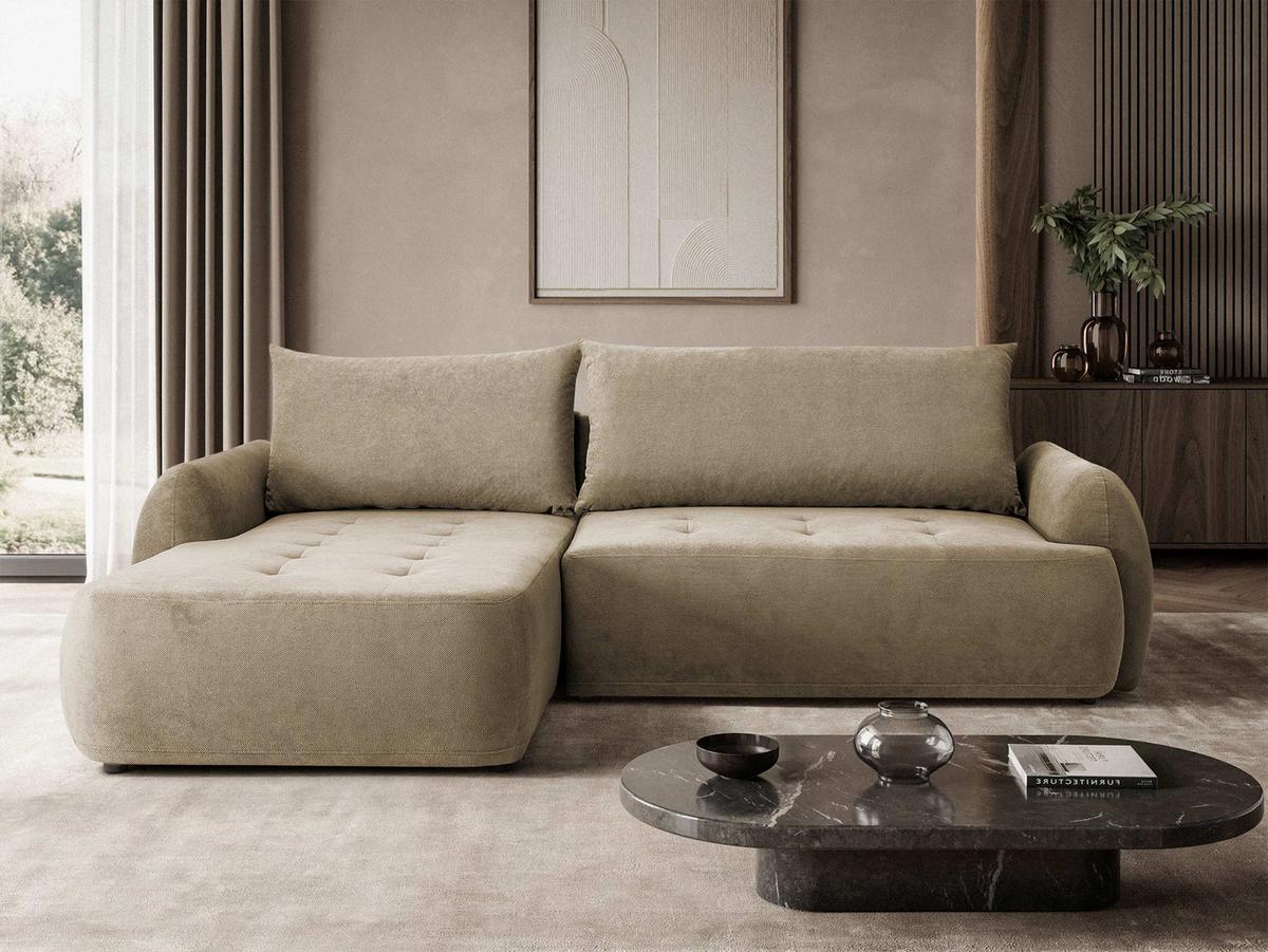 ECKSCHLAFSOFA Bueno II, Seite: Links - Beige/Schwarz, Holz/Textil (280/185cm) - MIRJAN24