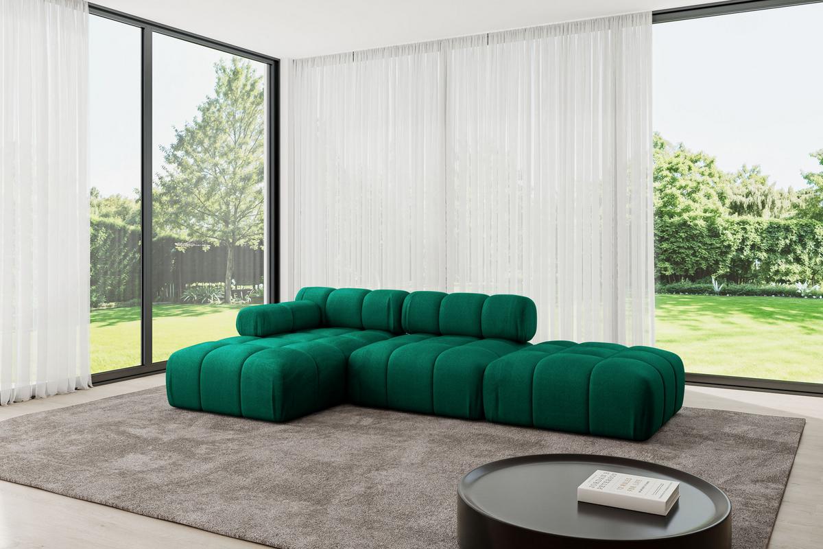 ECKSOFA modulares Sofa Lizur-L1 - 285x160x70 cm Dunkelgrün Velours - Dunkelgrün, Holzwerkstoff/Textil (285/160cm) - ALTDECOR