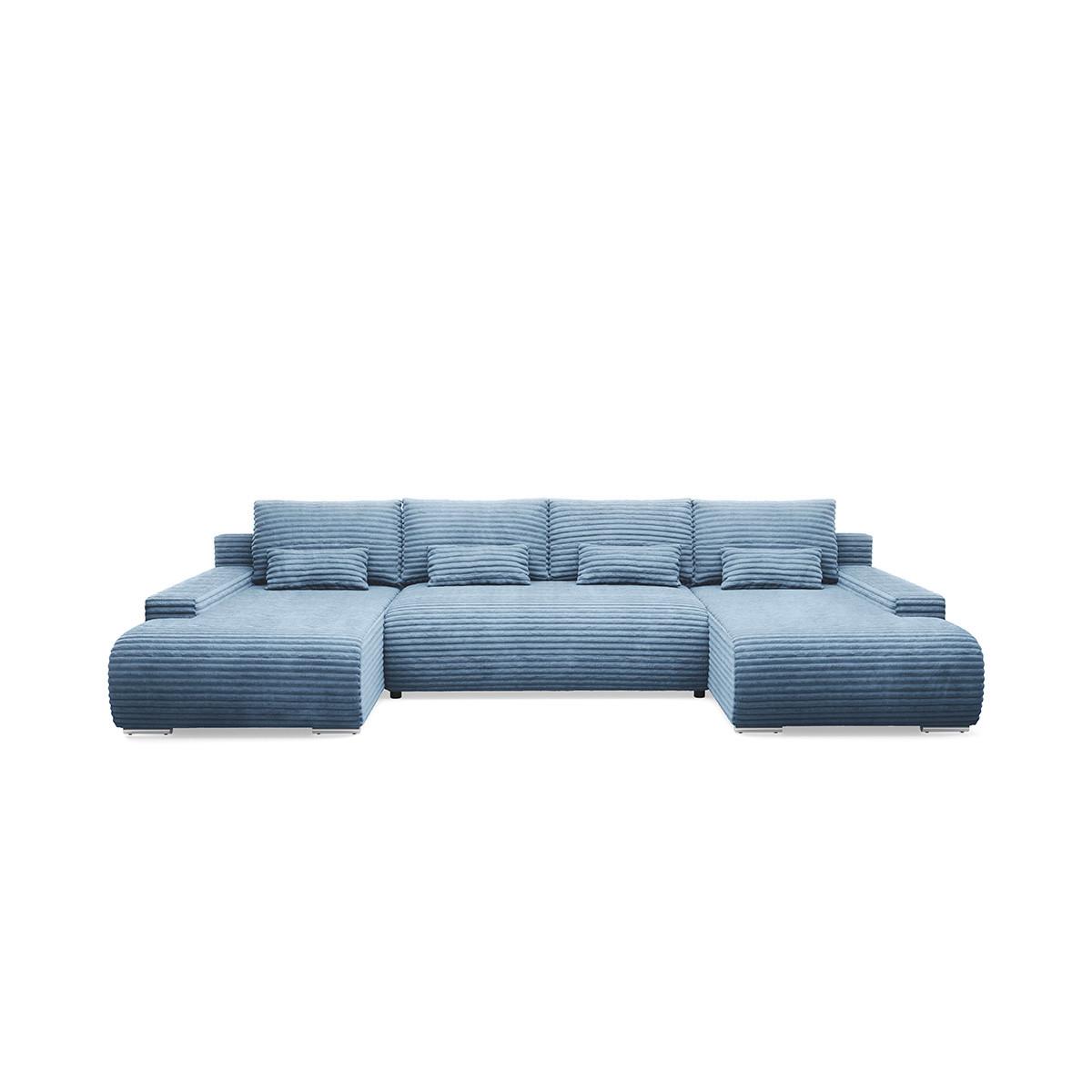 PANORAMASOFA Ivana 4 Sitzplätze Hellblau - Blau, Holz (350/85/172cm) - Petits-meubles