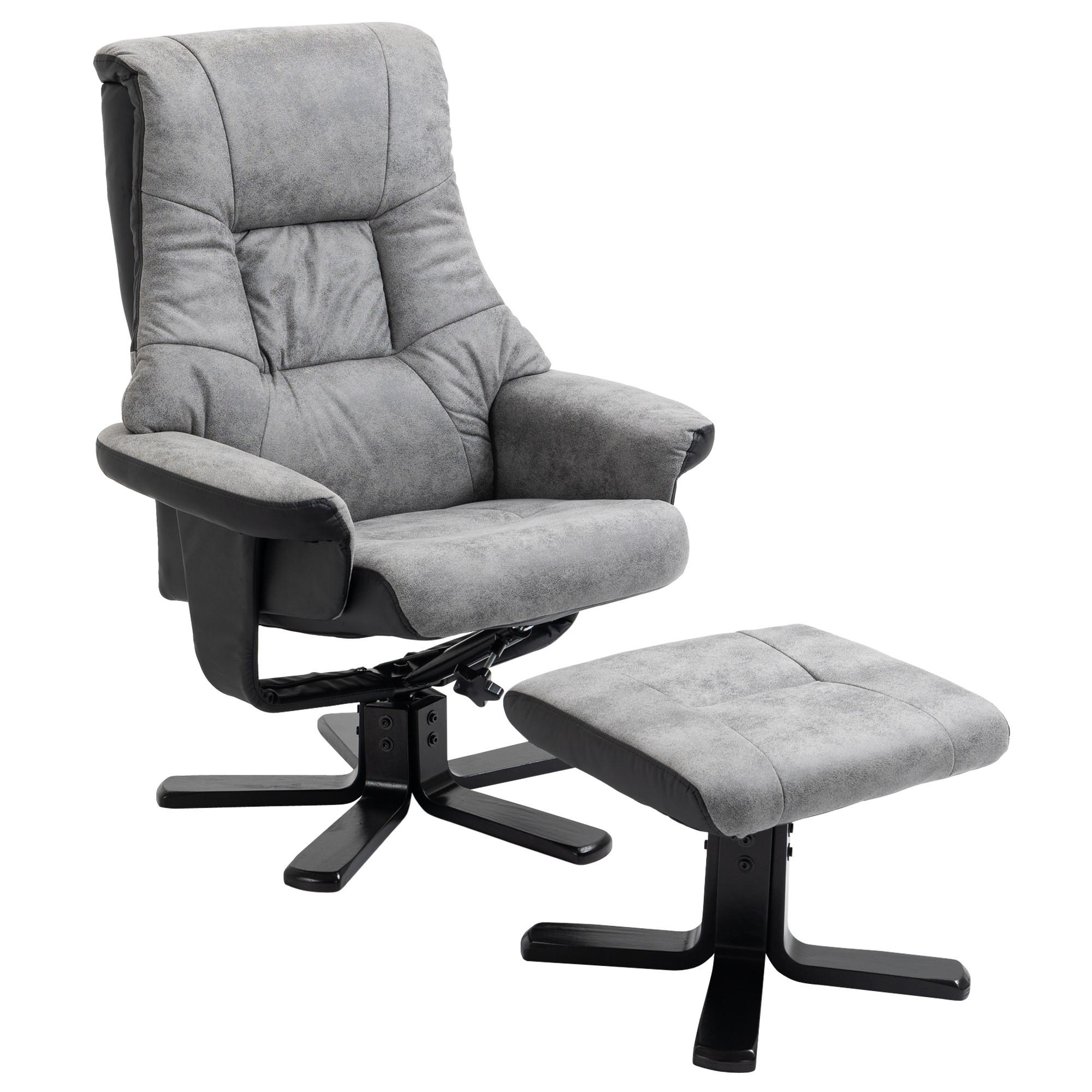 RELAXSESSEL mit Hocker, Fernsehsessel, Polstersessel TV Sessel mit Liegefunktion - Grau, Kunststoff (82.5/109/78cm) - HOMCOM