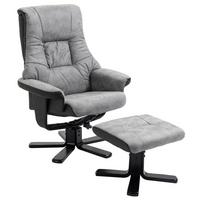 RELAXSESSEL mit Hocker, Fernsehsessel, Polstersessel TV Sessel mit Liegefunktion - Grau, Kunststoff (82.5/109/78cm) - HOMCOM