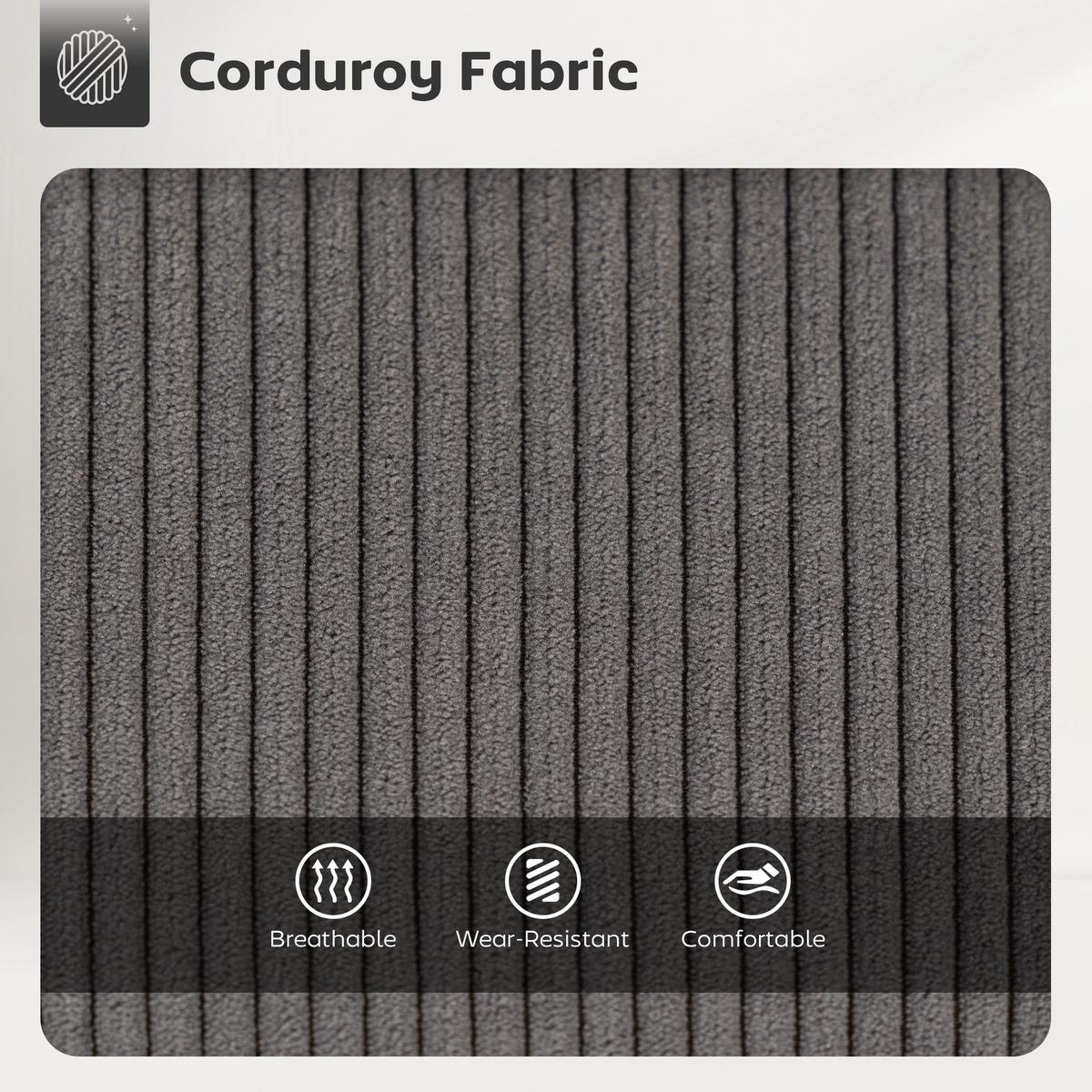 BARHOCKER 2er Set mit Fußstütze Rückenlehne Kord-Optik Grau - Schwarz/Grau, Textil (49/88/52cm) - HOMCOM