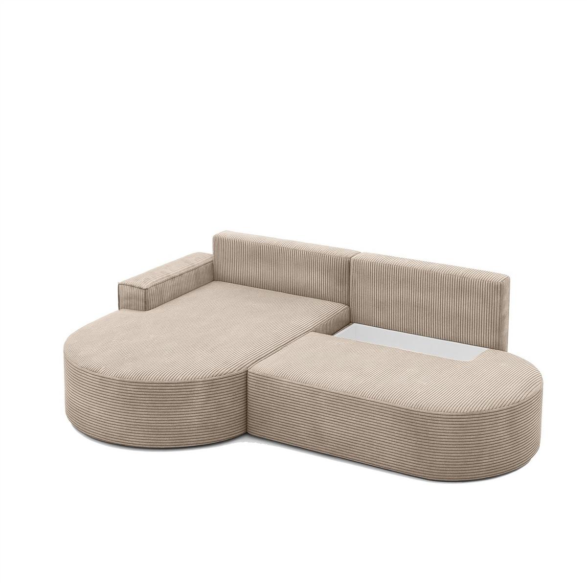 ECKSOFA Venedig Mit Schlaffunktion - Beige, Holzwerkstoff/Textil (278/179cm) - Fun Möbel