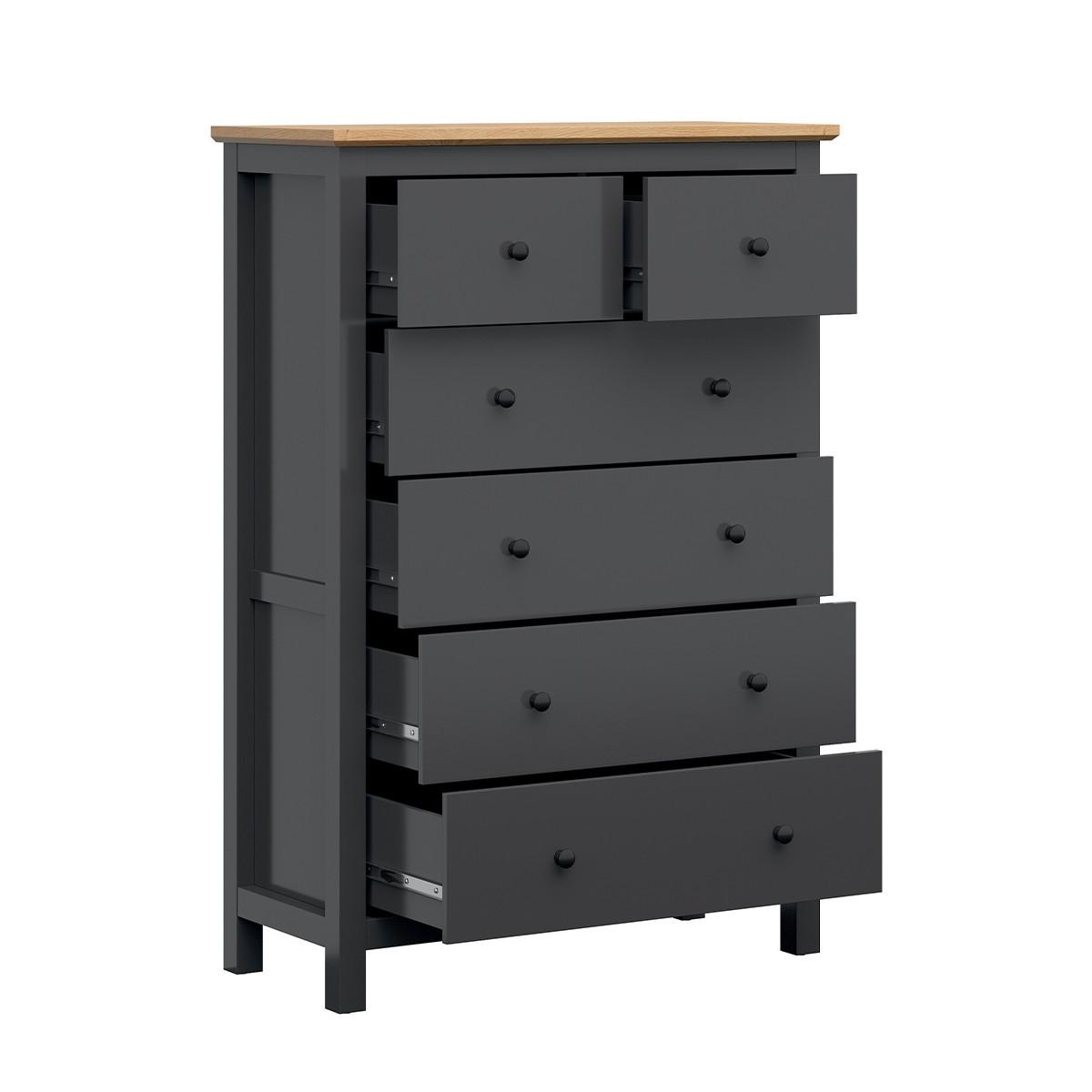 KOMMODE Duck Anthrazitgrau und Holz - Grau, Holzwerkstoff (101/145/44cm) - Petits-meubles