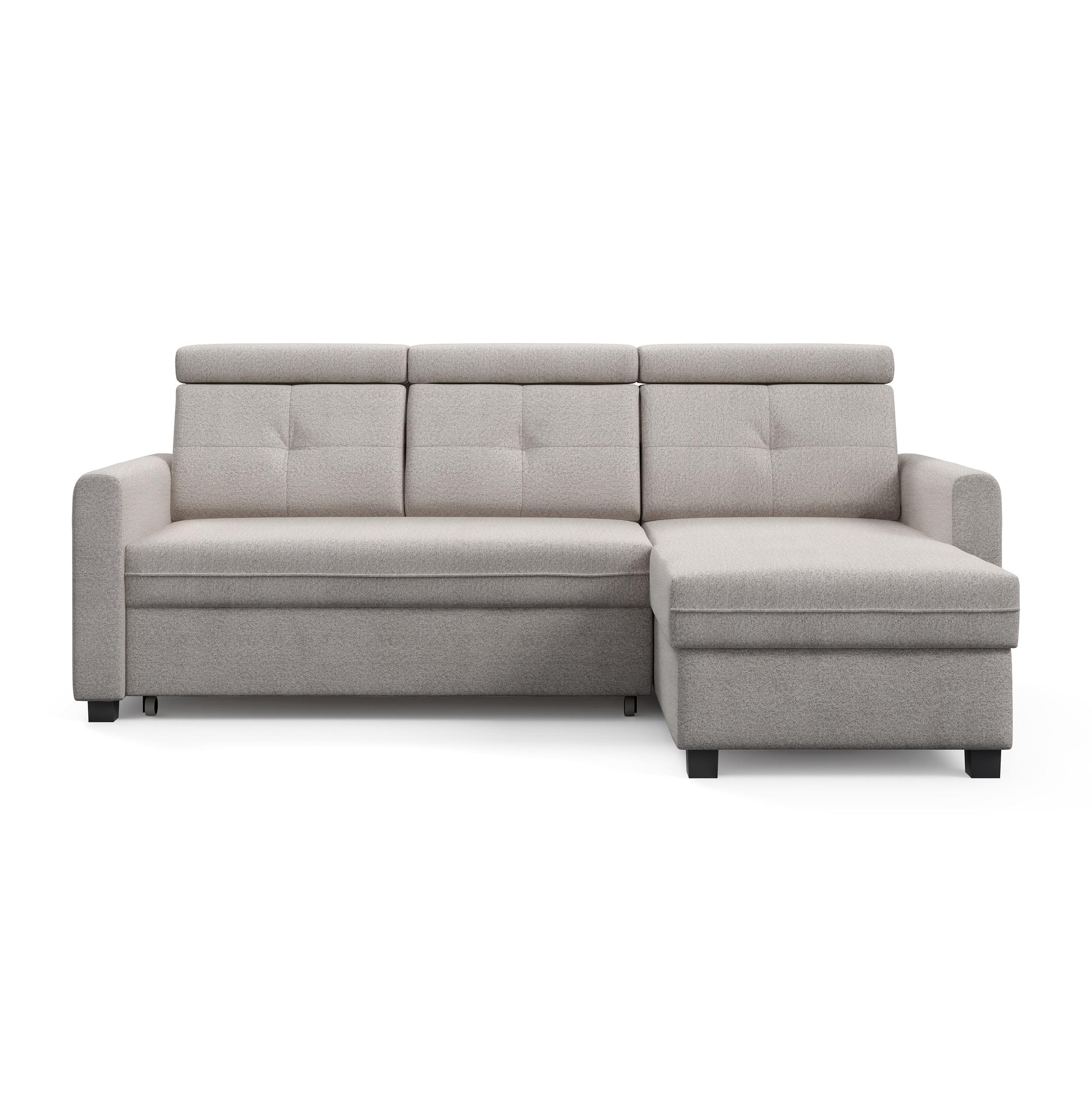 ECKSCHLAFSOFA Milano, Beige, rechts - Beige/Schwarz, Textil (217/166cm) - Beautysofa