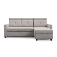 ECKSCHLAFSOFA Milano, Beige, rechts - Beige/Schwarz, Textil (217/166cm) - Beautysofa