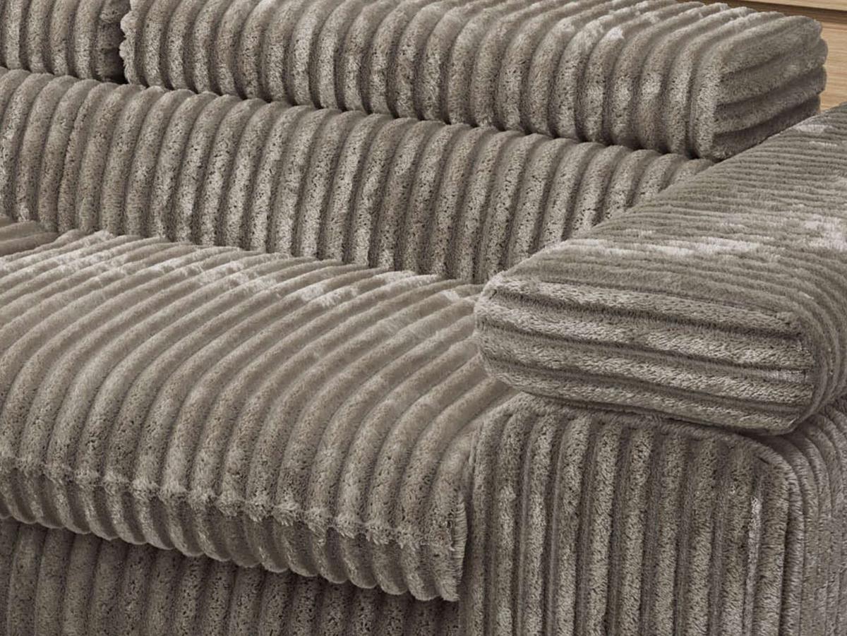 ECKSOFA PABLO L Grau Cord - Links Seite mit Visco Topper - Schwarz/Grau, Textil/Metall (208/273cm) - MKS