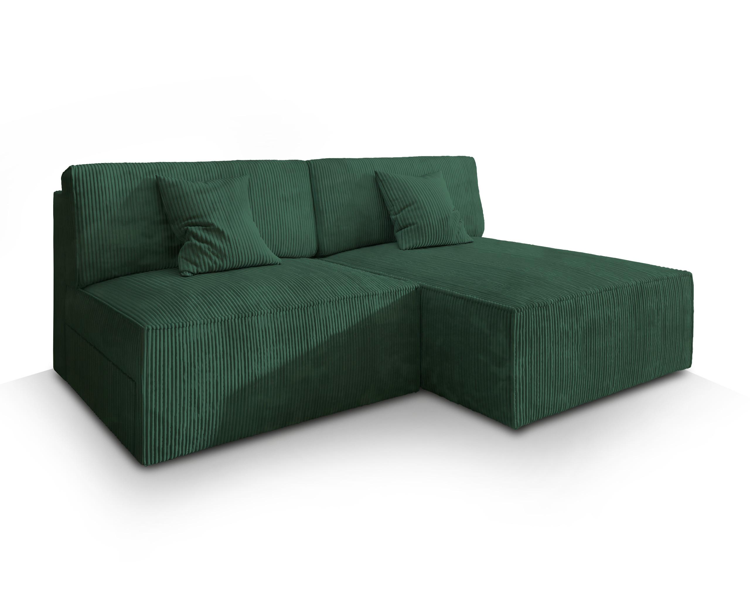 ECKSOFA FIORO P Grün Kordstoff mit Schlaffunktion - Grau/Grün, Holz/Kunststoff (204/148cm) - MASSENO