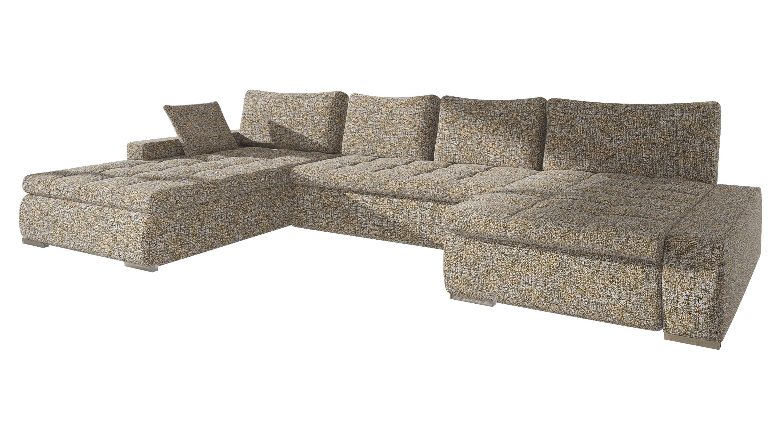WOHNLANDSCHAFT Caro - Beige/Silberfarben, Holz/Textil (394/80/213cm) - MIRJAN24