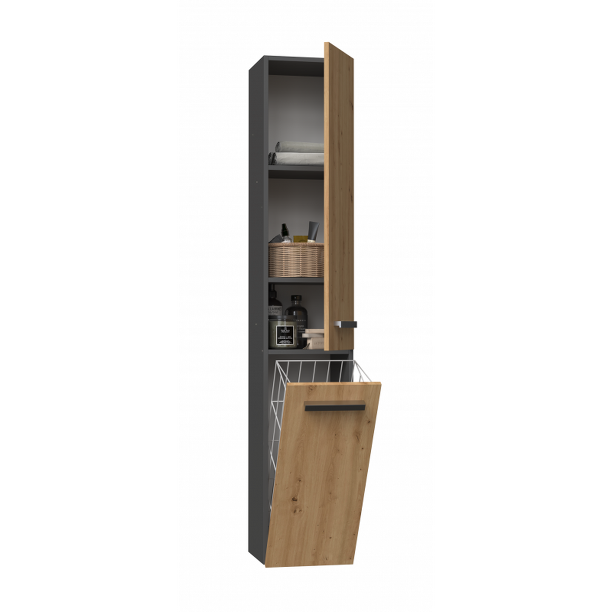 BADEZIMMERSCHRANK Anthrazit, Artisan 31/174/30 - Anthrazit, Holzwerkstoff (31/174/30cm) - RAUMHIRSCH FURNITURE