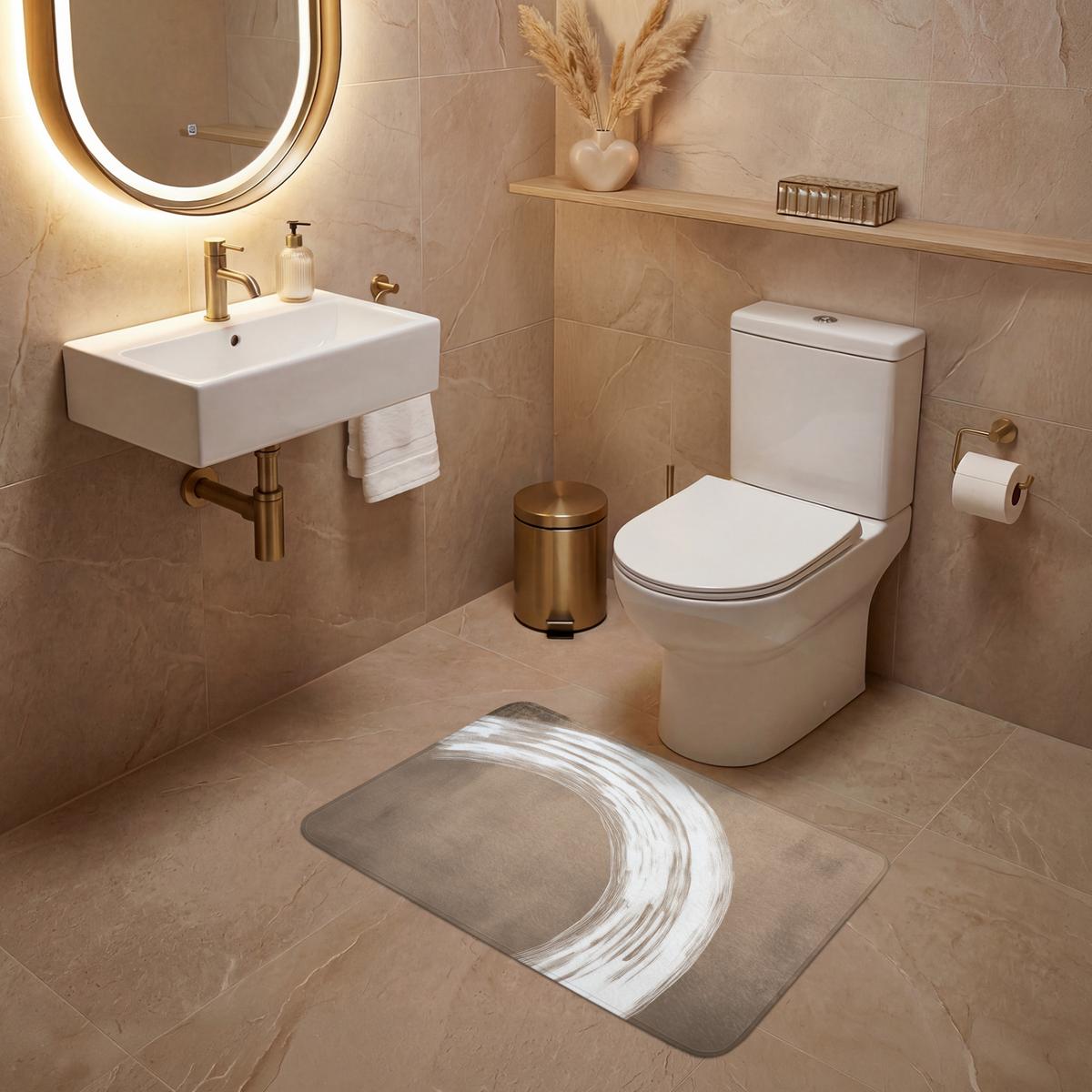WC-VORLEGER Farbe - Braun - Japandi Toilettenteppich 80x50 cm - Mokka, Textil (80/1cm) - OnlyWow
