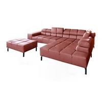 ECKSOFA NELSON Rot Leder - Rot/Schwarz, Leder/Metall (321/216cm) - KAWOLA