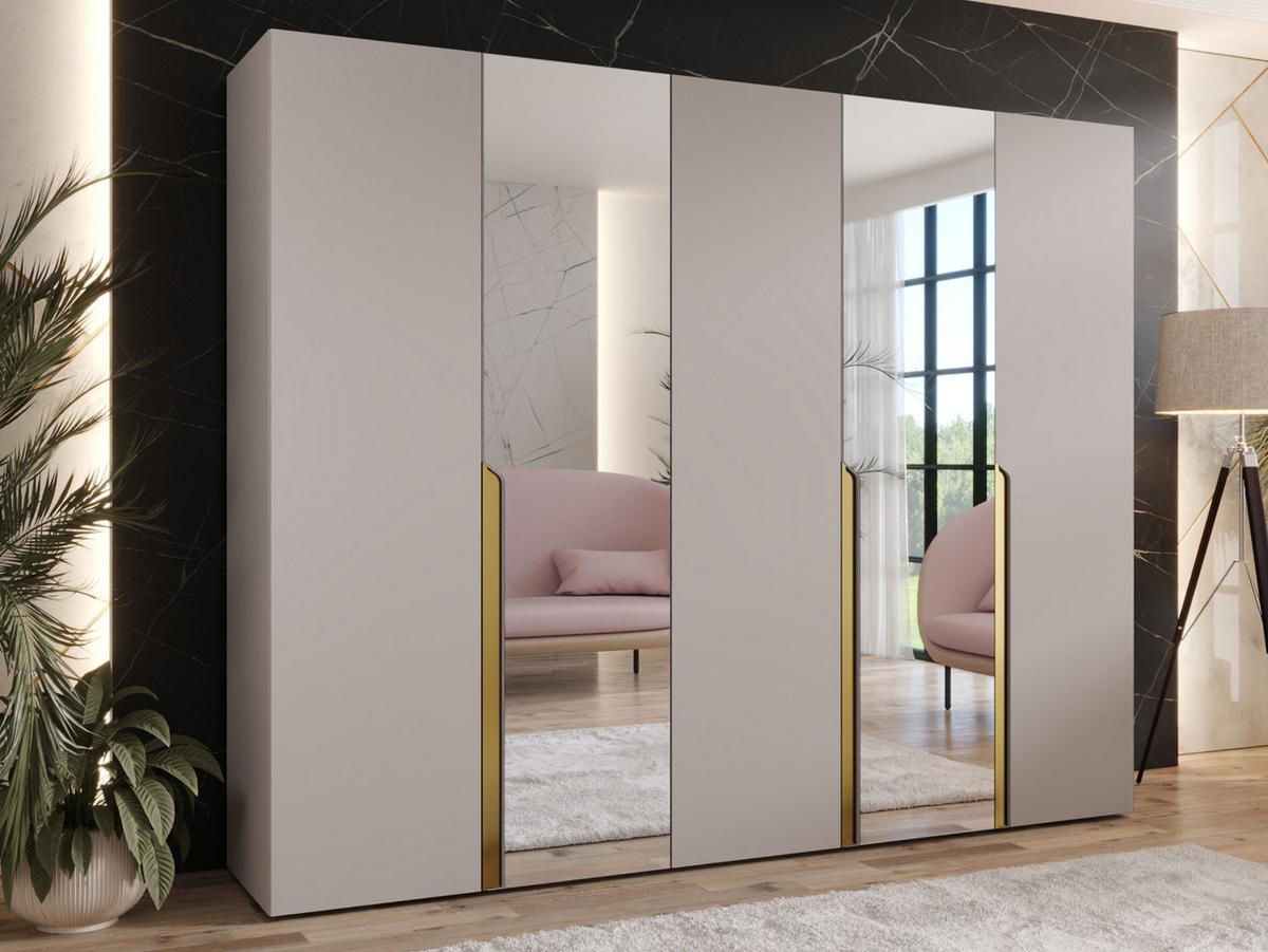 DREHTÜRENSCHRANK Mila II 250 - Kaschmir/Goldfarben, Holzwerkstoff/Kunststoff (250/202/52cm) - MIRJAN24