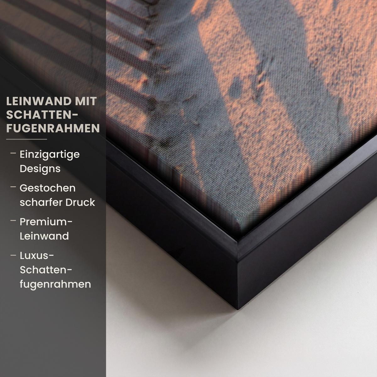 LEINWAND Bilder mit Rahmen - Strand - Meer - Düne - Sonnenuntergang - Landschaft - 40x60 - Beige, Textil (40/60cm) - MuchoWow