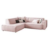 ECKSOFA SAMU Pink Cord - Schwarz/Rosa, Textil (254/224cm) - KAWOLA