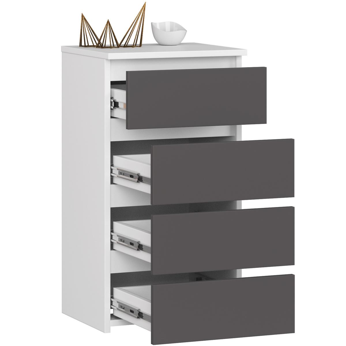 KOMMODE Weiß, Graphit Grau 74/40/35 - Weiß, Holzwerkstoff (40/74/35cm) - RAUMHIRSCH FURNITURE
