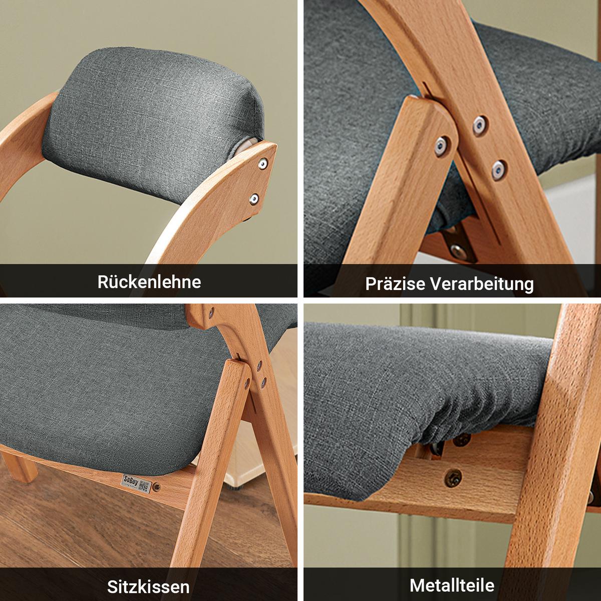 KLAPPSTÜHLEN 2 er set, Dunkelgrau - Dunkelgrau, Holz (47.5/77/59cm) - SoBuy