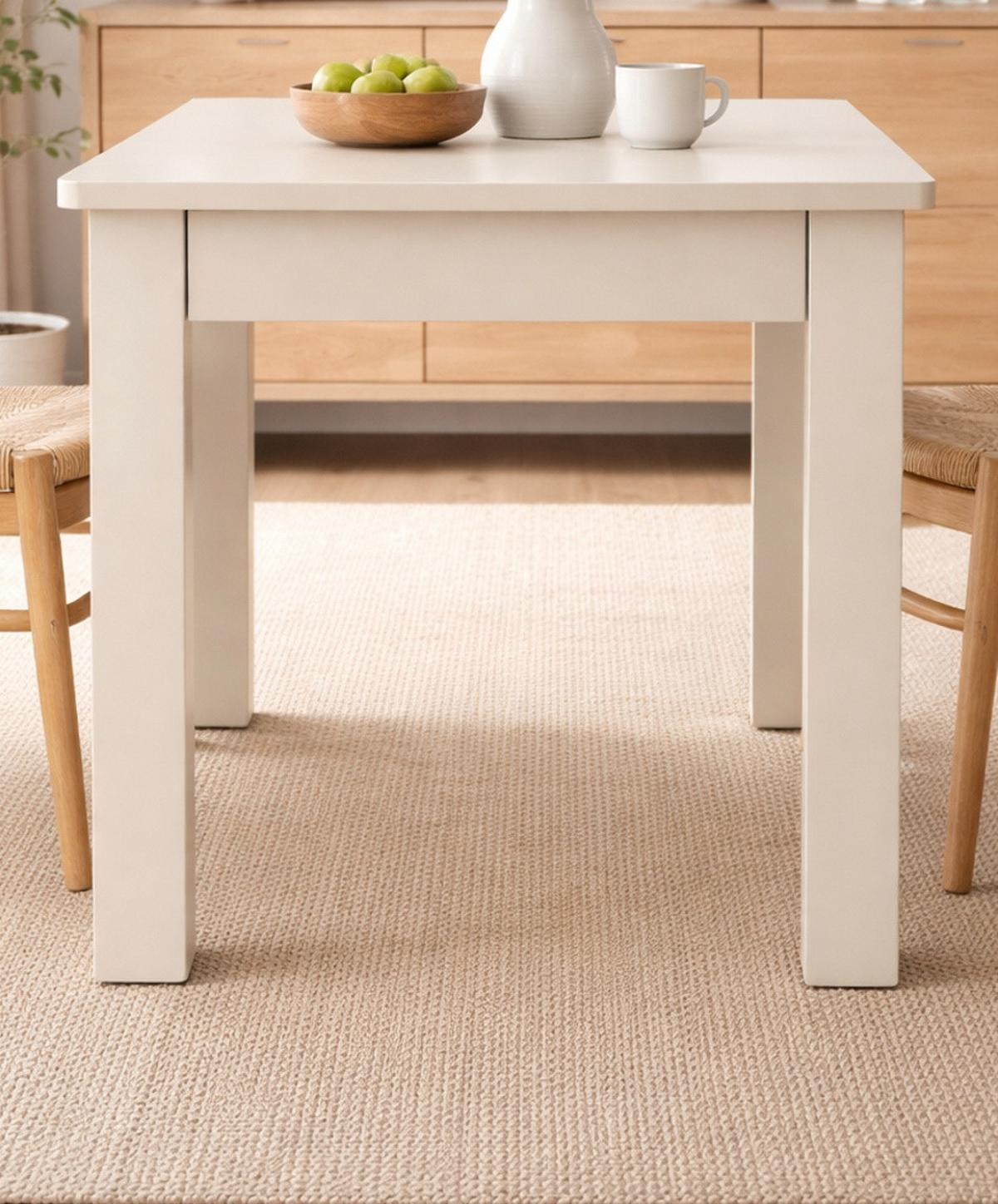 ESSTISCH samt quadratisch 80 x 80 cm, Küchentisch mit Schubkasten - Beige, Holzwerkstoff (80/80/76.5cm) - Furn.Design