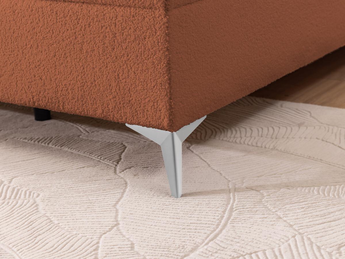 BOXBETT Sonna 160/200 cm Terrakotta Bouclé-Stoff mit abgerundetem Kopfteil und mit silbernen Metallfüßen - Silberfarben/Terracotta, Holz/Textil (160/200cm) - S-Style Möbel