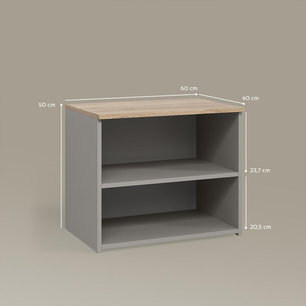 LOWBOARD Piave Greige 60 x 50 cm mit 2 Fächern - Greige, Holzwerkstoff (60/50/40cm) - Livinity®