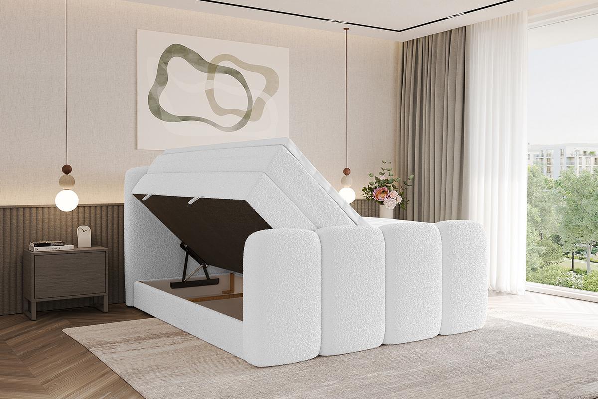 BOXBETT mit Matratze H3|H4 und Lattenrost - NINA-Z KING - 180x200 cm Quelle - Weiß - Weiß, Holzwerkstoff (180/200cm)