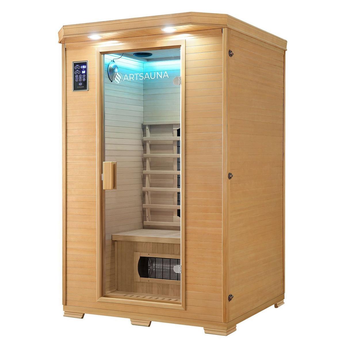 INFRAROTKABINE Oslo mit Keramikstrahlern & Hemlockholz - Naturfarben, Holz (120/190/100cm) - Artsauna