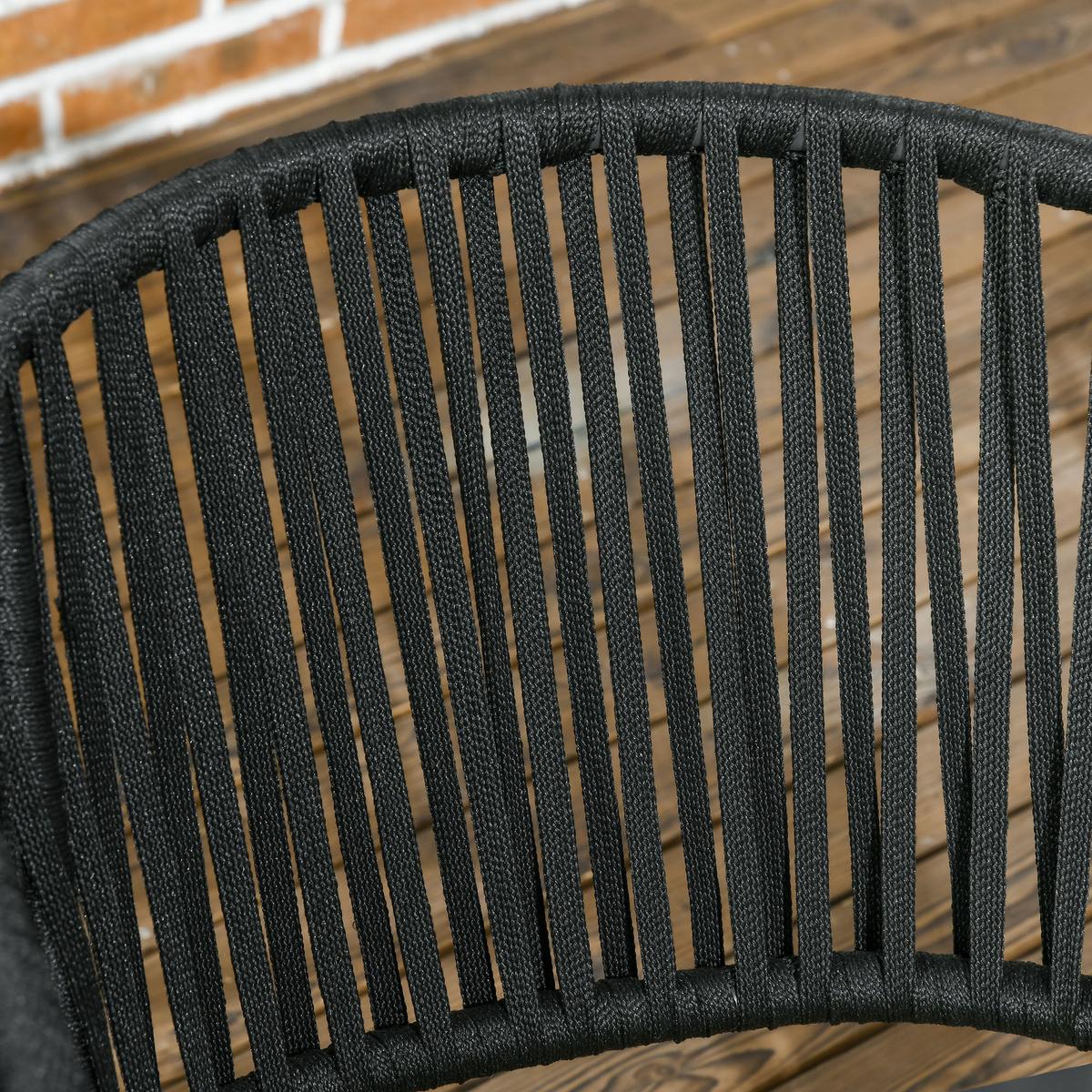 GARTENSTÜHLE 2er-Set, Stahl, Polyester, Schwarz - Schwarz, Metall (60/71/57cm) - Outsunny