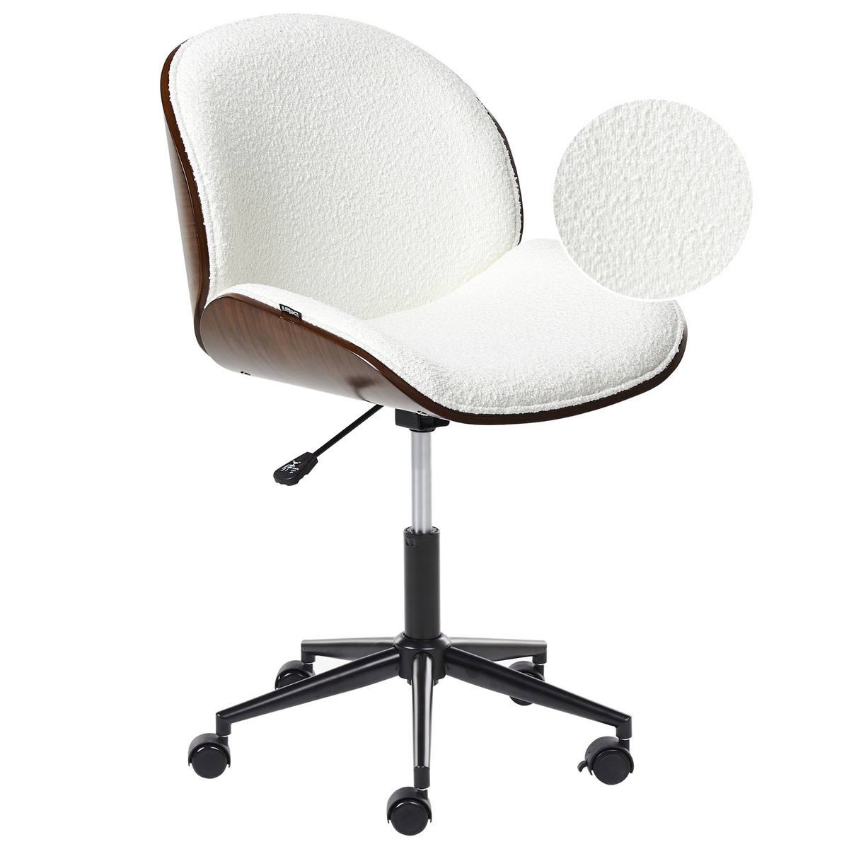 SCHREIBTISCHSTUHL Hellgrau Menesha - Braun/Weiß, Textil (52/81/41cm) - Beliani