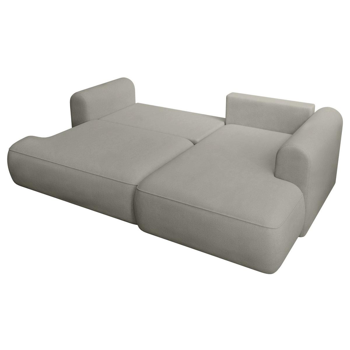 ECKSCHLAFSOFA Ovo Mini Hellgrau Easy-Clean-Chenille-Bezug - Hellgrau/Schwarz, Kunststoff/Textil (156/238cm) - Selsey