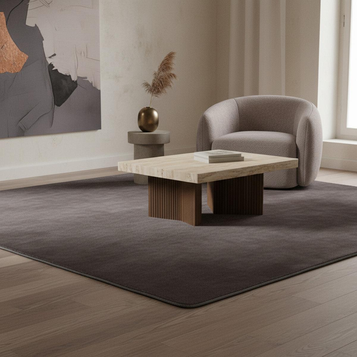 KURZFLORTEPPICH Waschbar ISAR, einfarbig, Grau, Ø 120 cm - Grau, Textil (120/120cm) - KADIMA DESIGN