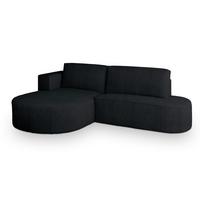 ECKSOFA CORTIO P L-S Schwarz Kordstoff mit Schlaffunktion - Schwarz, Holz (265/174cm) - MASSENO