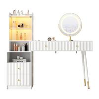 SCHMINKTISCH in Weiß mit 3-Farben LED-Spiegel - Weiß, Holzwerkstoff (135/125/40cm) - Urban Meuble