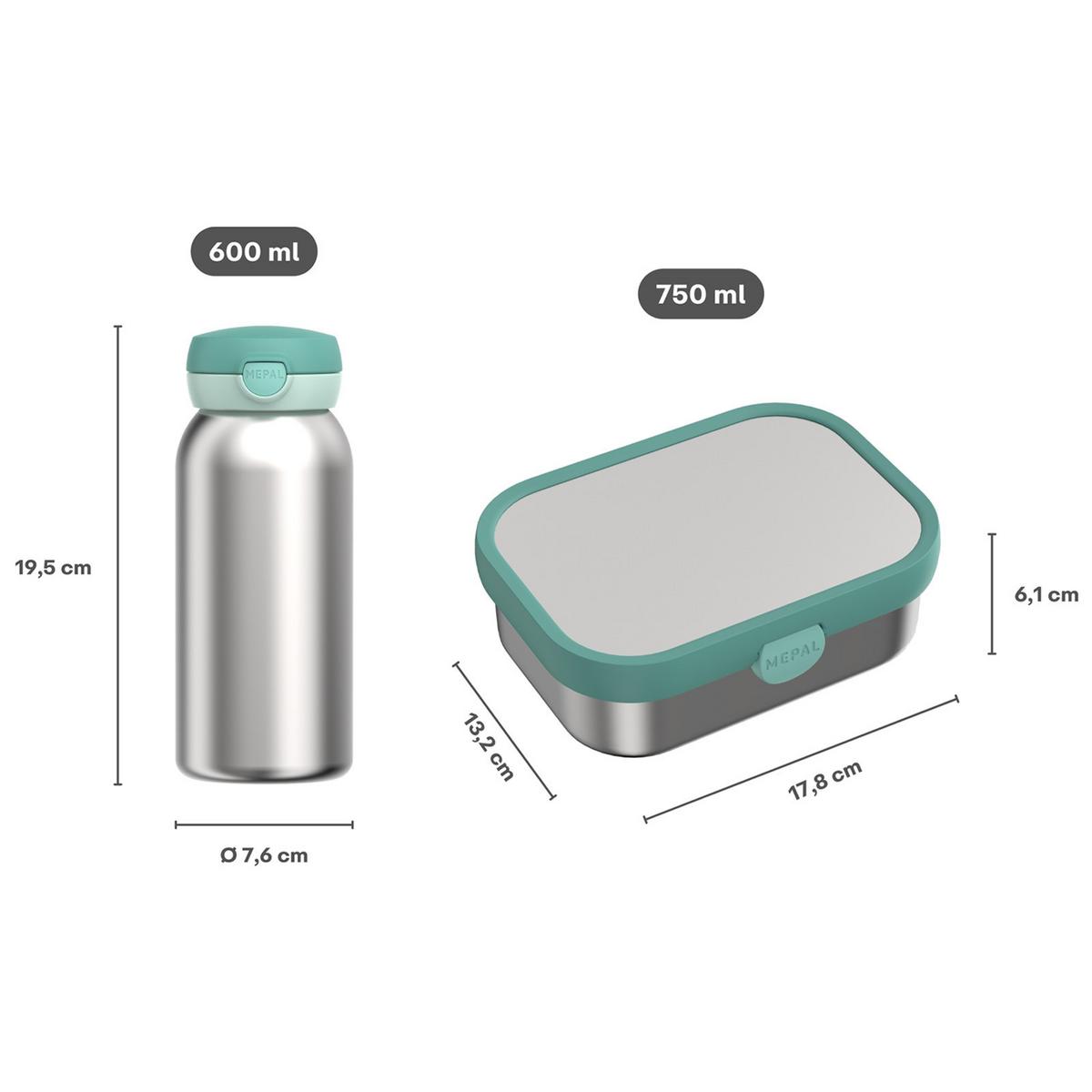 EDELSTAHL-LUNCHSET Campus Cool Blue 2-tlg. - Blau, Kunststoff/Metall (2/2/2cm) - Mepal