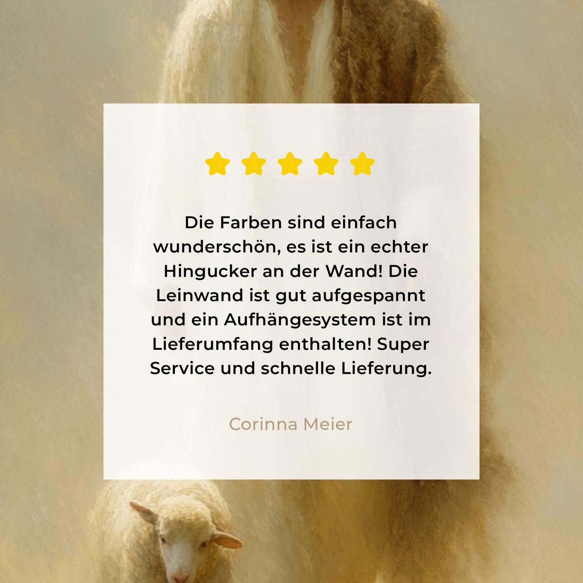 LEINWANDBILD Schaf - Jesus - Pinselstriche - Abstrakt Groß 140x90 cm - Sandfarben, Textil (140/90cm) - MuchoWow