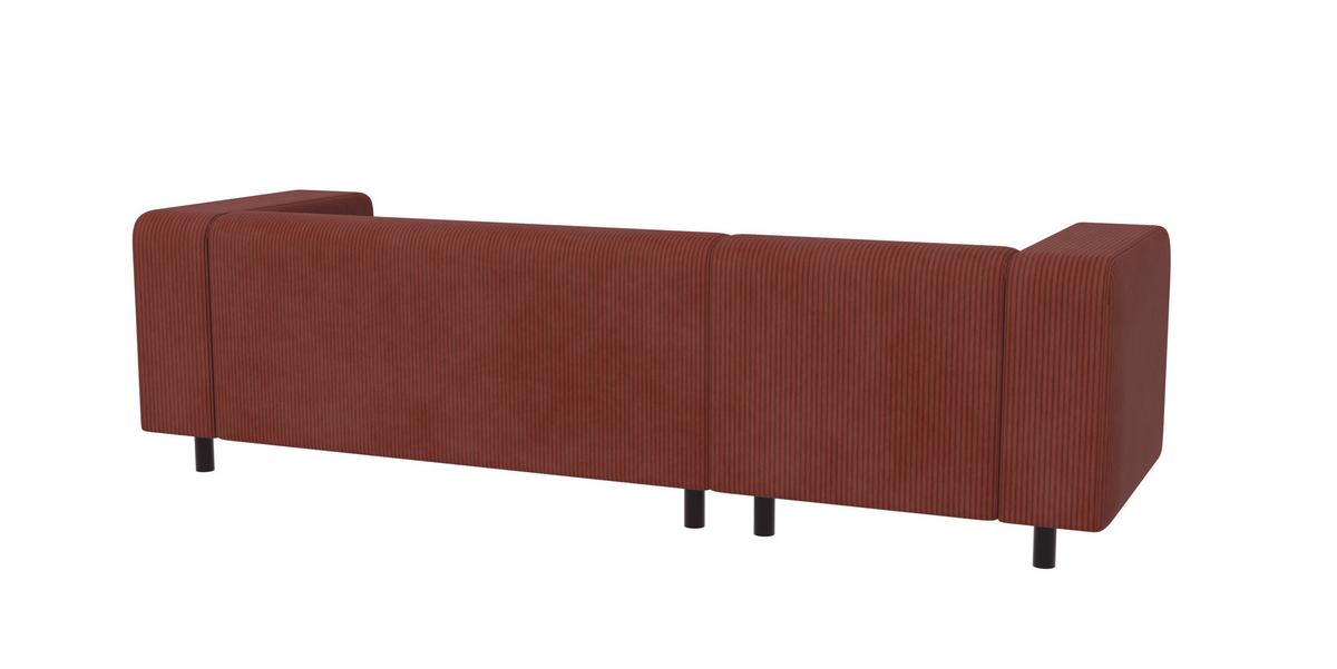 ECKSOFA Tove Terrakotta Cord - Ottomane links - Terracotta/Schwarz, Holz/Kunststoff (240/142cm) - S-Style Möbel