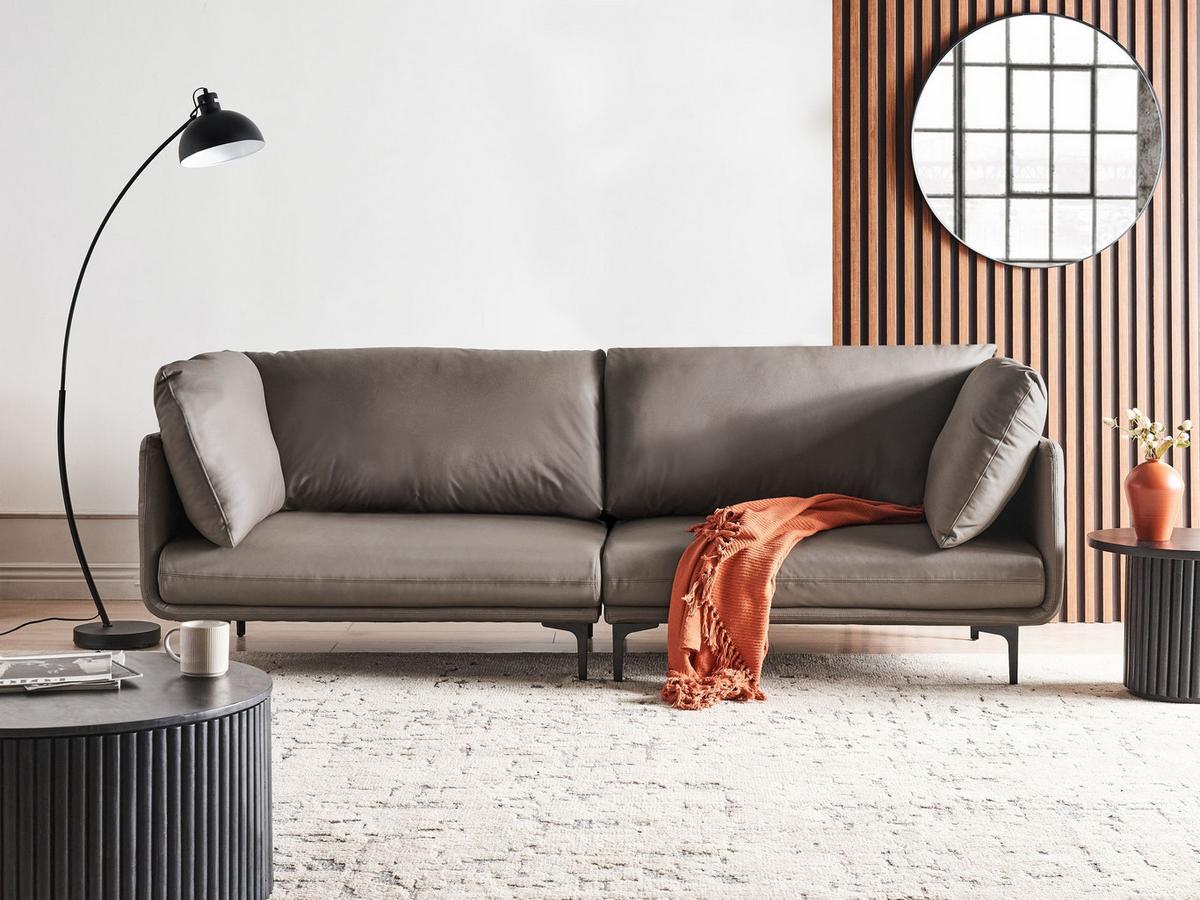 3-SITZER-SOFA Stoff Braun Revsnes - Braun, Textil (242/86/81cm) - Beliani