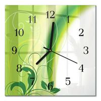 WANDUHR aus Glas 30x30 cm - Blumenmuster - Grün, Glas (30/30/0.4cm) - TULUP