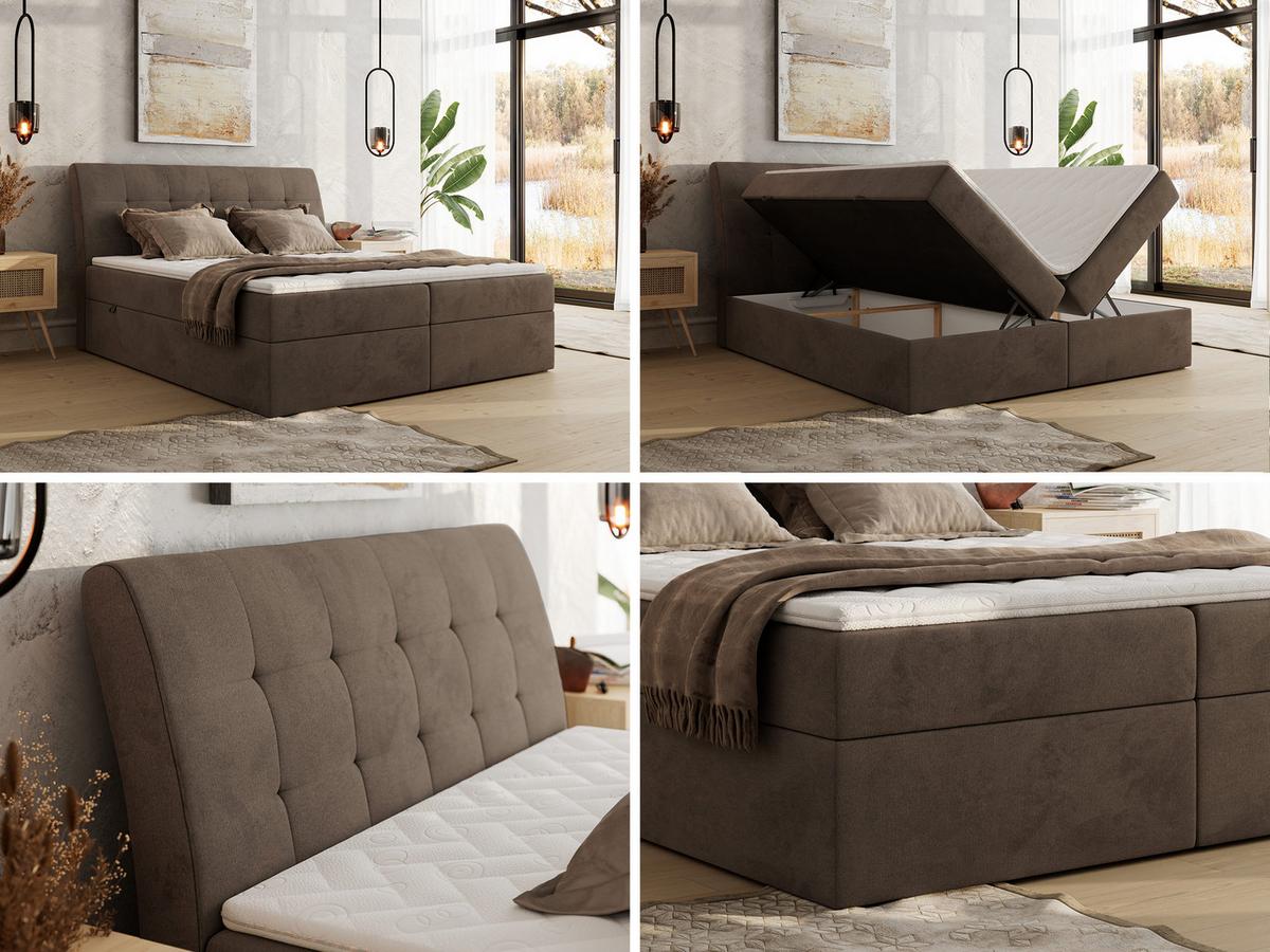 BOXBETT DAGOS 160/200 - Braun Velvet - H4 - Topper T25 - Braun, Textil (160/200cm) - MKS