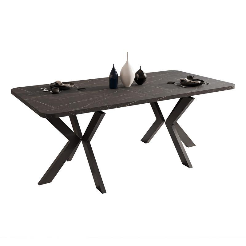 AUSZIEHTISCH DANTON 200/100/76 cm, Schwarz / Grigia Pietra (Steingrau) - Schwarz/Grau, Holzwerkstoff/Metall (100/200/76cm) - Idohome