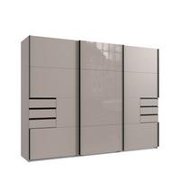 SCHWEBETÜRENSCHRANK 3-türig B270/H208/64 cm, Sandgrau, Mitteltür Glas, Kleiderschrank mit Schubladen & Vollausstattung, / 22614 - Sandfarben/Schwarz, Holzwerkstoff/Metall (270/208/64cm) - luma-home
